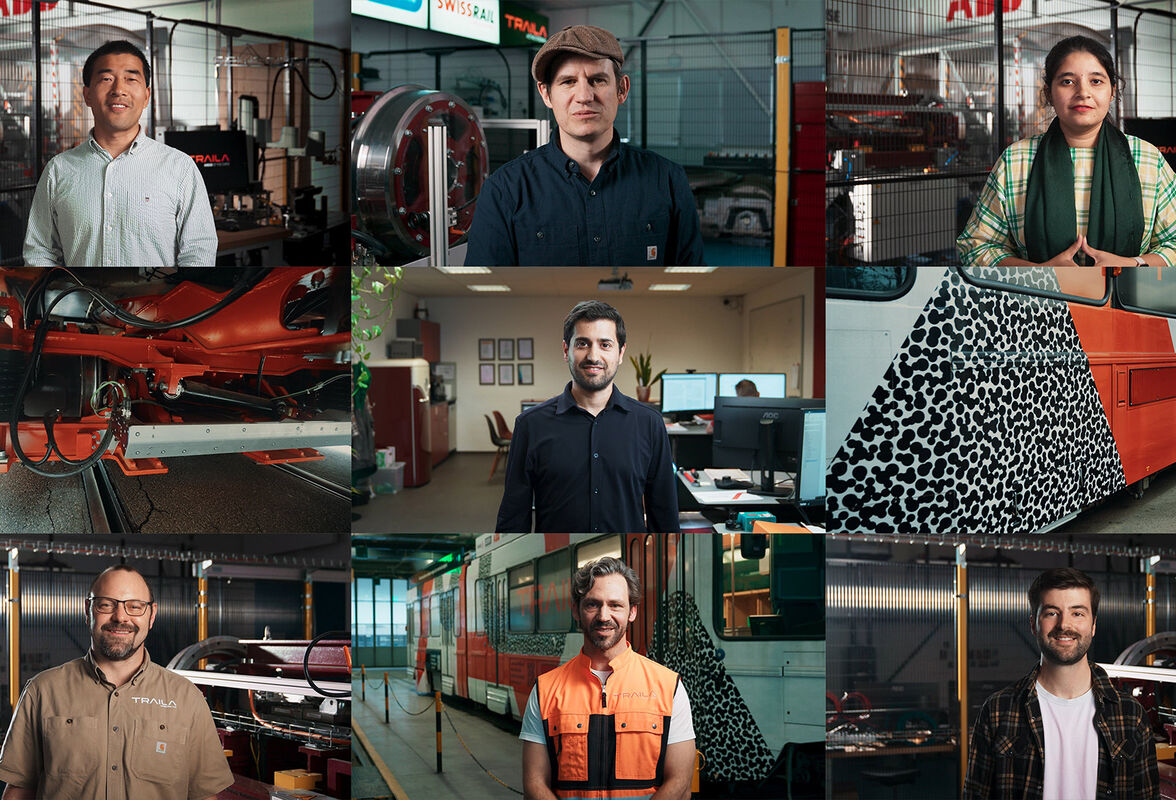 Thumbnail des Traila Storyworld Cases mit allen Protagonisten – darunter Neo Tom Morris, Simone aus Rimini, Xiaotao aus China, Luca vom Rini und eine Mitarbeiterin aus Indien – produziert von CORPMEDIA für Traila Railway, ein Unicorn der Bahnindustrie.